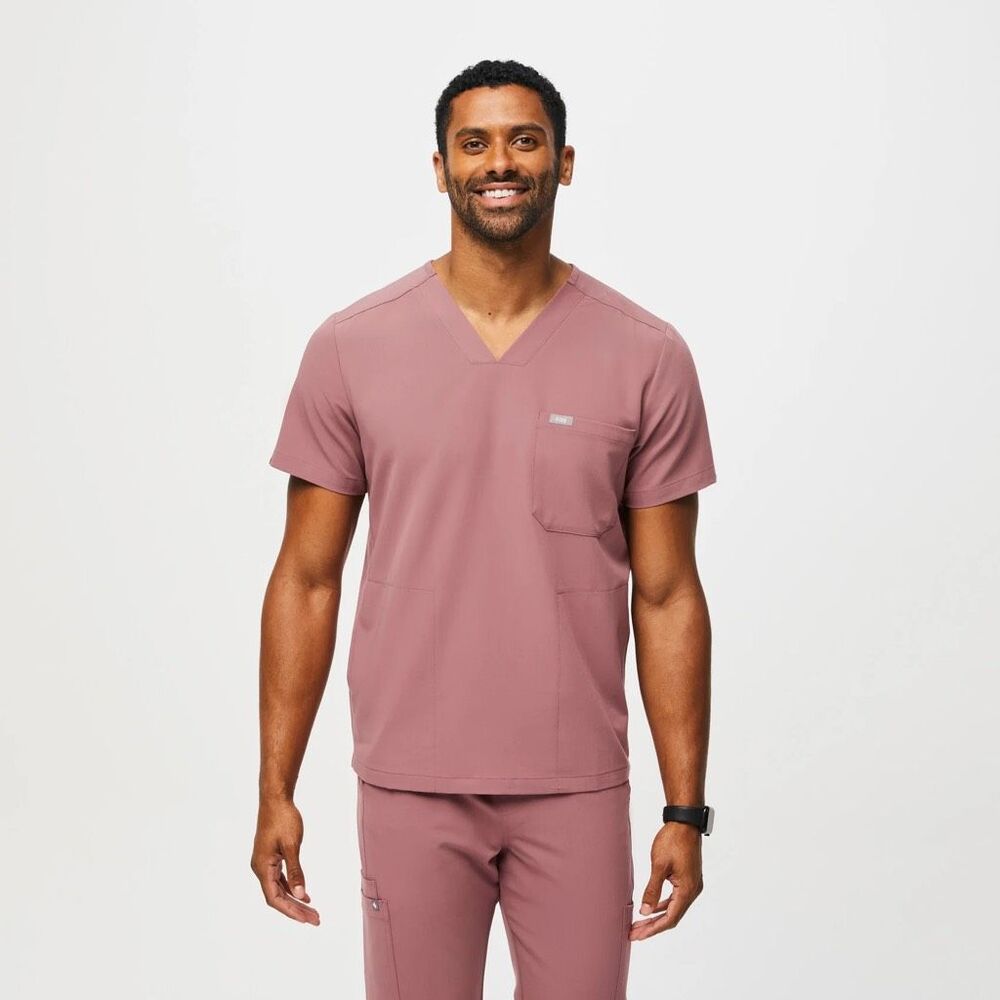 FIGS Mens Chisec Scrub Top in Mauve XL